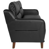 Newton Hill Upholstered Bustle Back Sofa in Black LeatherSoft