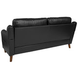 Newton Hill Upholstered Bustle Back Sofa in Black LeatherSoft