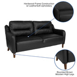 Newton Hill Upholstered Bustle Back Sofa in Black LeatherSoft