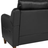 Newton Hill Upholstered Bustle Back Sofa in Black LeatherSoft