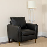 Milton Park Upholstered Plush Pillow Back Arm Chair in Black LeatherSoft by Office Chairs PLUS