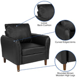 Milton Park Upholstered Plush Pillow Back Arm Chair in Black LeatherSoft