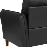 Milton Park Upholstered Plush Pillow Back Arm Chair in Black LeatherSoft