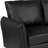 Milton Park Upholstered Plush Pillow Back Loveseat in Black LeatherSoft