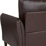 Milton Park Upholstered Plush Pillow Back Loveseat in Brown LeatherSoft