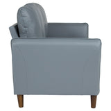 Milton Park Upholstered Plush Pillow Back Loveseat in Gray LeatherSoft