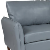 Milton Park Upholstered Plush Pillow Back Sofa in Gray LeatherSoft