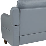 Milton Park Upholstered Plush Pillow Back Sofa in Gray LeatherSoft