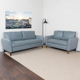 Milton Park Upholstered Plush Pillow Back Loveseat and Sofa Set in Gray LeatherSoft by Office Chairs PLUS