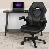 X10 Gaming Chair Racing Office Ergonomic Computer PC Adjustable Swivel Chair with Flip-up Arms, Black LeatherSoft CH-00095-BK-GG