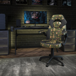 X10 Gaming Chair Racing Office Ergonomic Computer PC Adjustable Swivel Chair with Flip-up Arms, Camouflage/Black LeatherSoft by Office Chairs PLUS