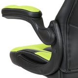 X10 Gaming Chair Racing Office Ergonomic Computer PC Adjustable Swivel Chair with Flip-up Arms, Neon Green/Black LeatherSoft