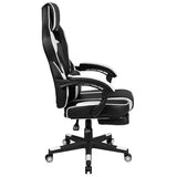 X40 Gaming Chair with Footrest and Massaging Lumbar - White and Black Racing Chair with Fully Reclining Back