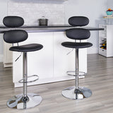 Contemporary Black Vinyl Adjustable Height Barstool with Ellipse Back and Chrome Base by Office Chairs PLUS