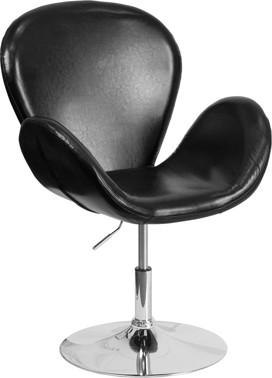 HERCULES Trestron Series Black LeatherSoft Side Reception Chair with Adjustable Height Seat by Office Chairs PLUS