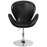 HERCULES Trestron Series Black LeatherSoft Side Reception Chair with Adjustable Height Seat