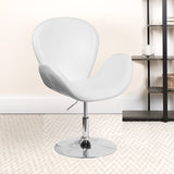HERCULES Trestron Series White LeatherSoft Side Reception Chair with Adjustable Height Seat by Office Chairs PLUS