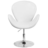 HERCULES Trestron Series White LeatherSoft Side Reception Chair with Adjustable Height Seat