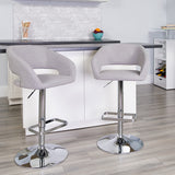 Contemporary Gray Fabric Adjustable Height Barstool with Rounded Mid-Back and Chrome Base by Office Chairs PLUS