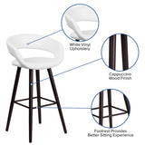 Brynn Series 29'' High Contemporary Cappuccino Wood Barstool in White Vinyl