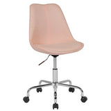 Aurora Series Mid-Back Pink Fabric Task Office Chair with Pneumatic Lift and Chrome Base