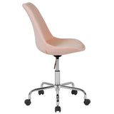 Aurora Series Mid-Back Pink Fabric Task Office Chair with Pneumatic Lift and Chrome Base