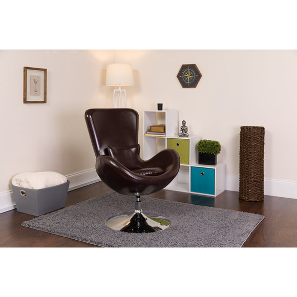 Egg Series Brown LeatherSoft Side Reception Chair by Office Chairs PLUS