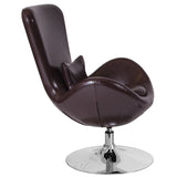 Egg Series Brown LeatherSoft Side Reception Chair