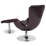 Egg Series Brown LeatherSoft Side Reception Chair with Ottoman