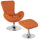 Egg Series Orange Fabric Side Reception Chair with Ottoman by Office Chairs PLUS