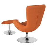 Egg Series Orange Fabric Side Reception Chair with Ottoman