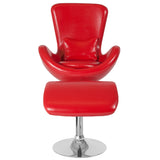 Egg Series Red LeatherSoft Side Reception Chair with Ottoman