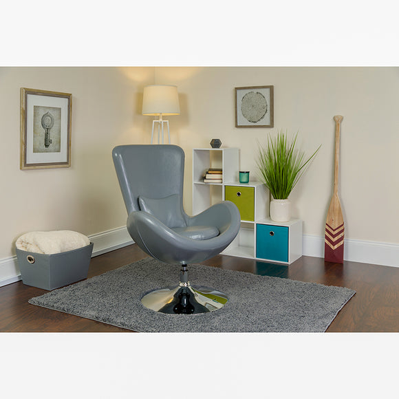 Egg Series Gray LeatherSoft Side Reception Chair by Office Chairs PLUS