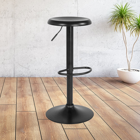 Madrid Series Adjustable Height Retro Barstool in Black Finish by Office Chairs PLUS