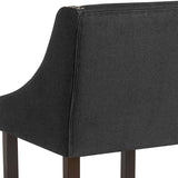 Carmel Series 30" High Transitional Walnut Barstool with Accent Nail Trim in Charcoal Fabric