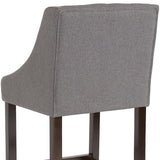 Carmel Series 30" High Transitional Tufted Walnut Barstool with Accent Nail Trim in Dark Gray Fabric