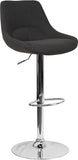 Contemporary Black Fabric Adjustable Height Barstool with Chrome Base