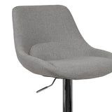 Contemporary Gray Fabric Adjustable Height Barstool with Chrome Base
