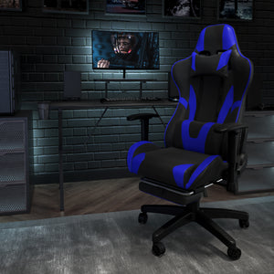 BlackArc X20 Gaming Chair Racing Office Ergonomic Computer PC Adjustable Swivel Chair with Reclining Back in Blue LeatherSoft