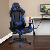 BlackArc X20 Gaming Chair Racing Office Ergonomic Computer PC Adjustable Swivel Chair with Reclining Back in Blue LeatherSoft CH-187230-1-BL-GG