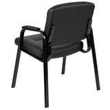 Flash Fundamentals Black LeatherSoft Executive Reception Chair with Black Metal Frame, BIFMA Certified