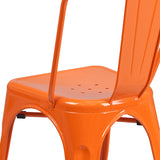 Commercial Grade Orange Metal Indoor-Outdoor Stackable Chair