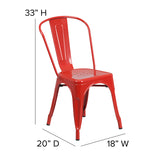Commercial Grade Red Metal Indoor-Outdoor Stackable Chair