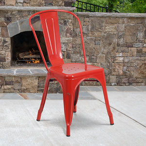 Commercial Grade Red Metal Indoor-Outdoor Stackable Chair by Office Chairs PLUS