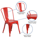 Commercial Grade Red Metal Indoor-Outdoor Stackable Chair