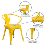 Commercial Grade Yellow Metal Indoor-Outdoor Chair with Arms