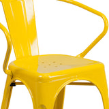 Commercial Grade Yellow Metal Indoor-Outdoor Chair with Arms