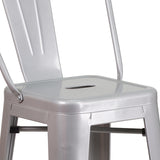 Commercial Grade 30" High Silver Metal Indoor-Outdoor Barstool with Removable Back