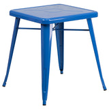 Commercial Grade 23.75" Square Blue Metal Indoor-Outdoor Table by Office Chairs PLUS
