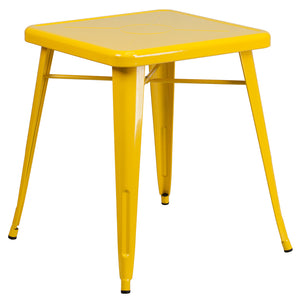 Commercial Grade 23.75" Square Yellow Metal Indoor-Outdoor Table by Office Chairs PLUS